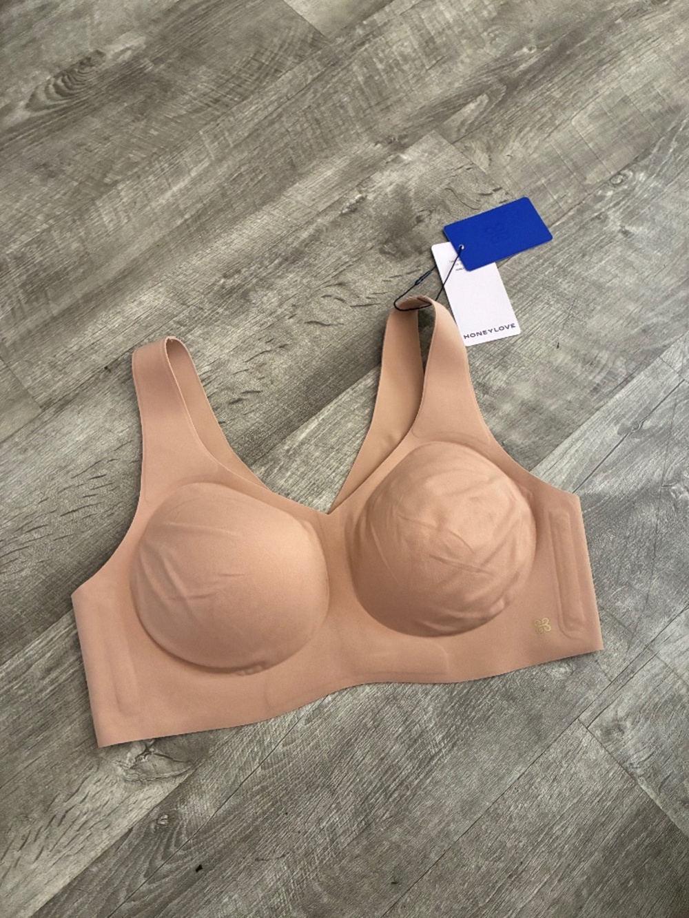 Women’s Honeylove SoftForm V Neck Bra Sand New SZ Small NWT